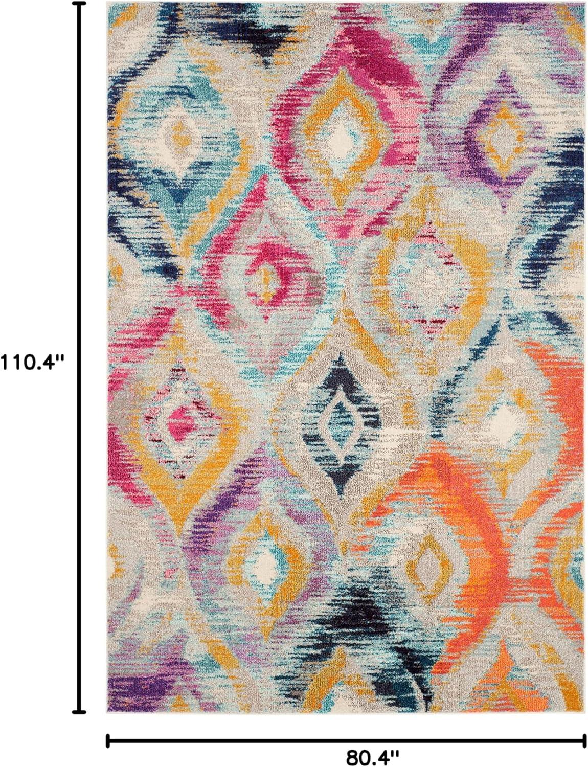 image:imageSAFAVIEH Monaco Collection Area Rug 51 x 77 Multi Ogee Trellis Watercolor Distressed Design NonShedding amp Easy Care Ideal for High Traffic Areas in Living Room Bedroom MNC242FMulti Color