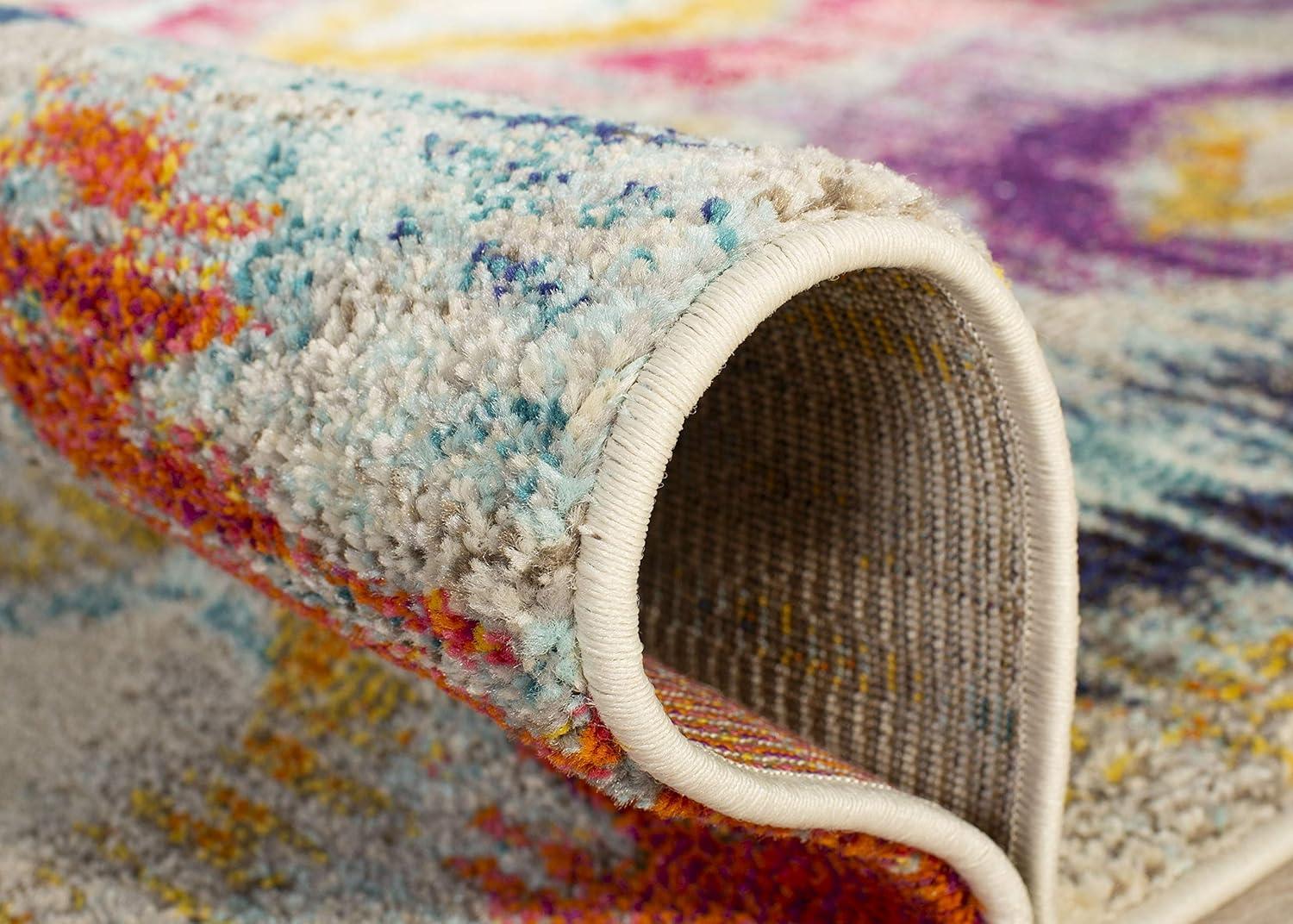 image:imageSAFAVIEH Monaco Collection Area Rug 51 x 77 Multi Ogee Trellis Watercolor Distressed Design NonShedding amp Easy Care Ideal for High Traffic Areas in Living Room Bedroom MNC242FMulti Color