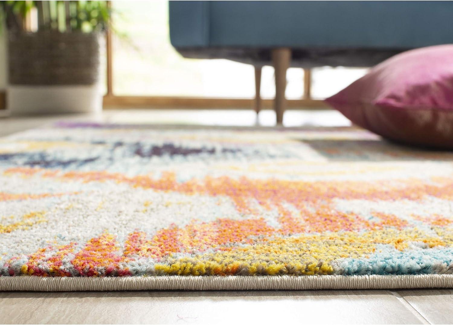 image:imageSAFAVIEH Monaco Collection Area Rug 51 x 77 Multi Ogee Trellis Watercolor Distressed Design NonShedding amp Easy Care Ideal for High Traffic Areas in Living Room Bedroom MNC242FMulti Color