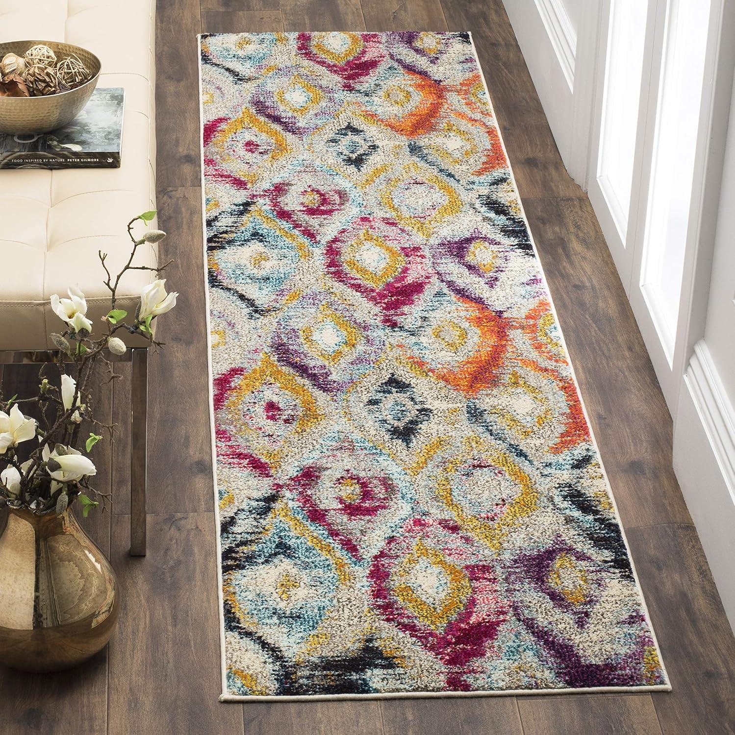 image:imageSAFAVIEH Monaco Collection Area Rug 51 x 77 Multi Ogee Trellis Watercolor Distressed Design NonShedding amp Easy Care Ideal for High Traffic Areas in Living Room Bedroom MNC242FMulti Color