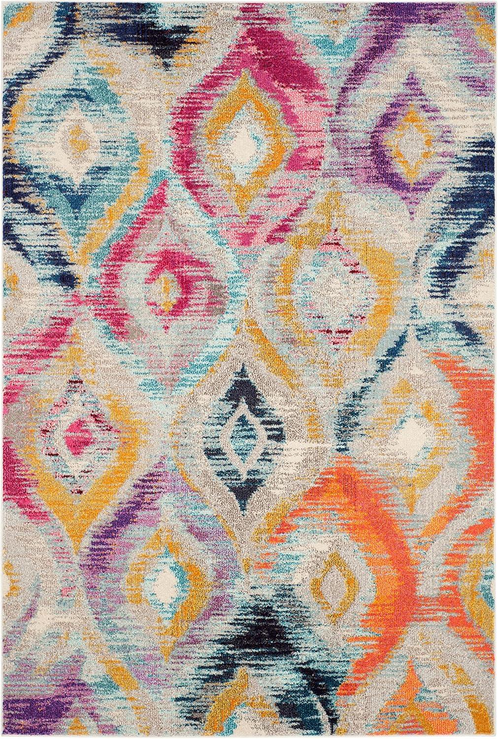 image:imageSAFAVIEH Monaco Collection Area Rug 51 x 77 Multi Ogee Trellis Watercolor Distressed Design NonShedding amp Easy Care Ideal for High Traffic Areas in Living Room Bedroom MNC242FMulti Color