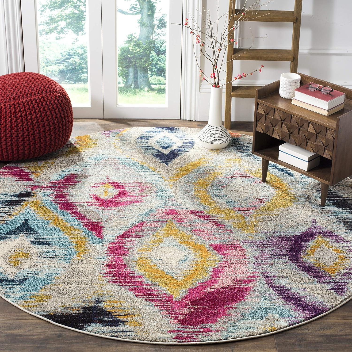 image:imageSAFAVIEH Monaco Collection Area Rug 51 x 77 Multi Ogee Trellis Watercolor Distressed Design NonShedding amp Easy Care Ideal for High Traffic Areas in Living Room Bedroom MNC242FMulti Color