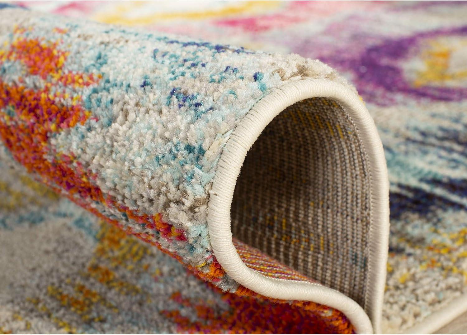 image:imageSAFAVIEH Monaco Collection Area Rug 51 x 77 Multi Ogee Trellis Watercolor Distressed Design NonShedding amp Easy Care Ideal for High Traffic Areas in Living Room Bedroom MNC242FMulti Color