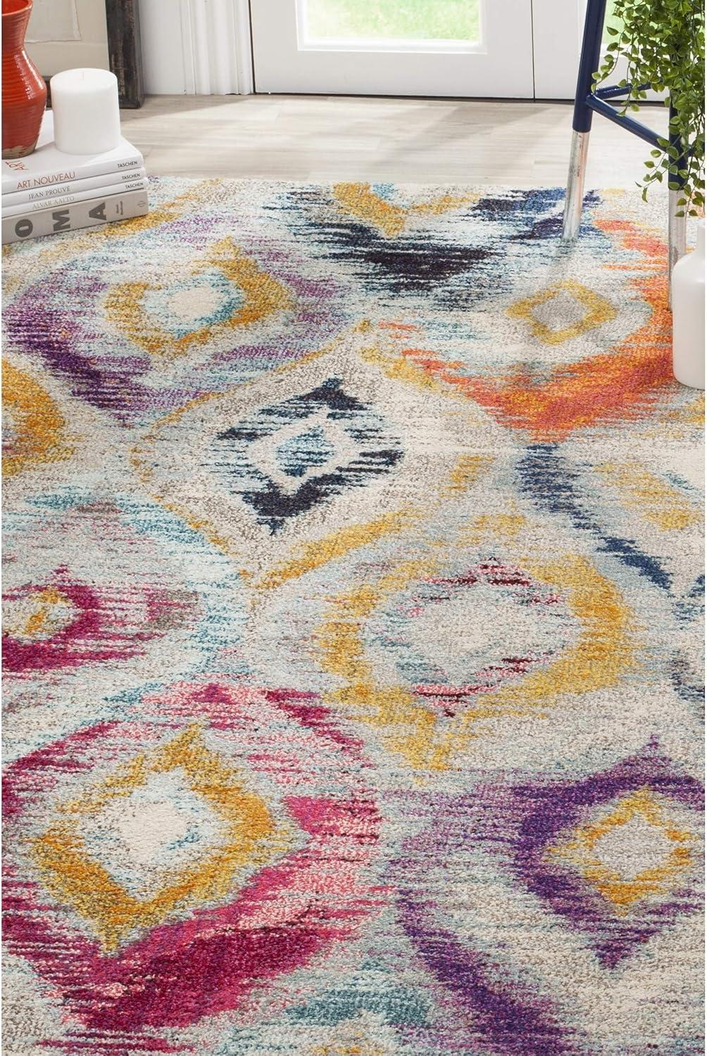 image:imageSAFAVIEH Monaco Collection Area Rug 51 x 77 Multi Ogee Trellis Watercolor Distressed Design NonShedding amp Easy Care Ideal for High Traffic Areas in Living Room Bedroom MNC242FMulti Color