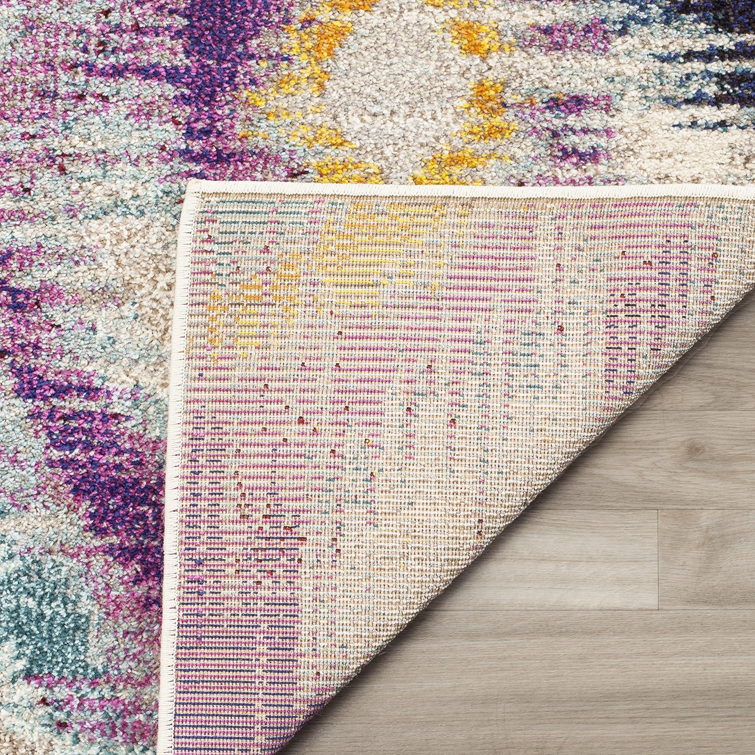 image:imageSAFAVIEH Monaco Collection Area Rug 51 x 77 Multi Ogee Trellis Watercolor Distressed Design NonShedding amp Easy Care Ideal for High Traffic Areas in Living Room Bedroom MNC242FMulti Color