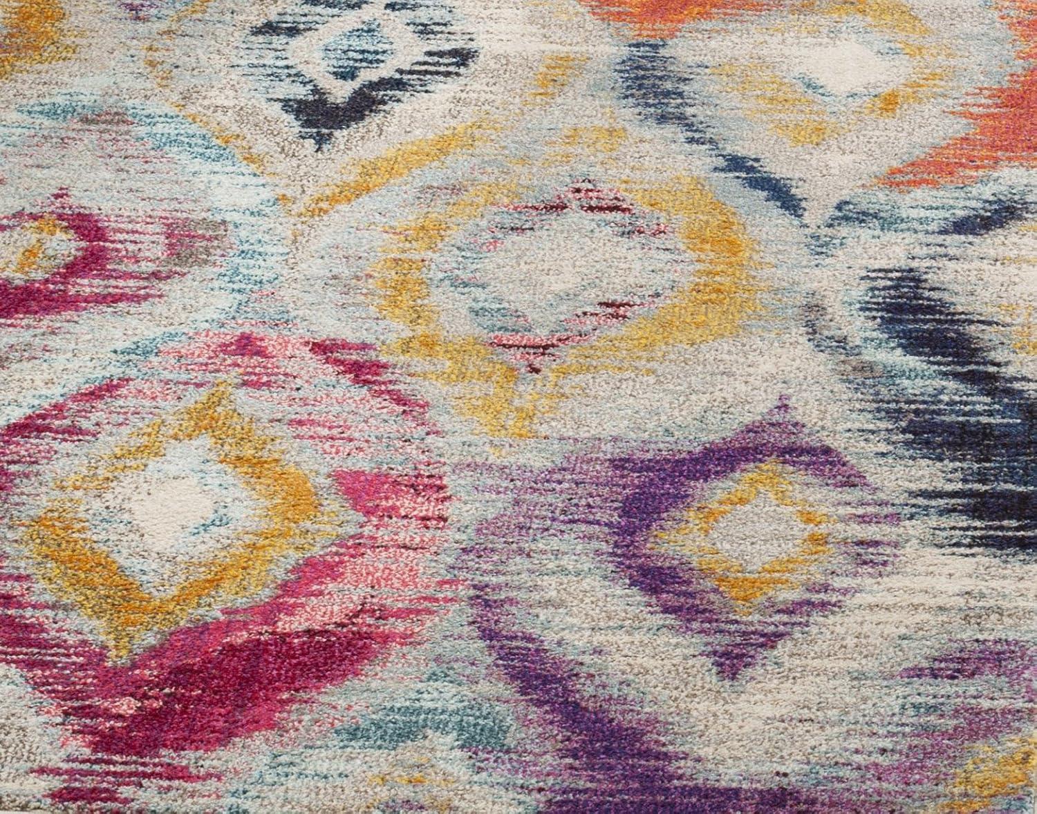 image:imageSAFAVIEH Monaco Collection Area Rug 51 x 77 Multi Ogee Trellis Watercolor Distressed Design NonShedding amp Easy Care Ideal for High Traffic Areas in Living Room Bedroom MNC242FMulti Color