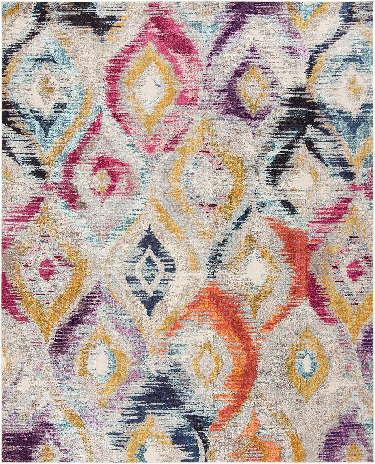 image:imageSAFAVIEH Monaco Collection Area Rug 51 x 77 Multi Ogee Trellis Watercolor Distressed Design NonShedding amp Easy Care Ideal for High Traffic Areas in Living Room Bedroom MNC242FMulti Color