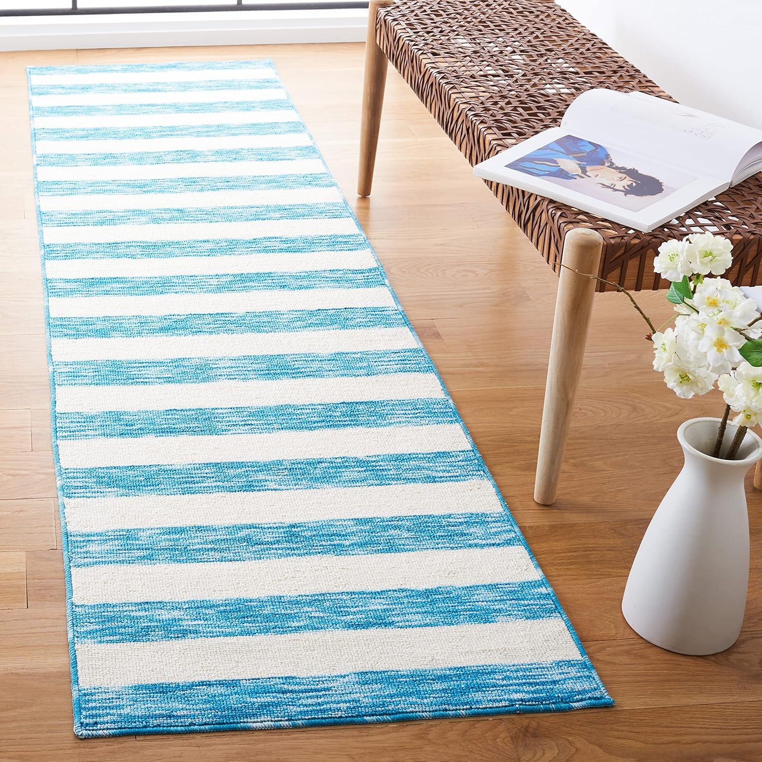 image:imageSAFAVIEH Washable Rug Easy Care Collection 5 x 8 Blue amp Ivory Easy to Clean Ideal for Living Room Bedroom Dining Space ECR115MBlueIvory