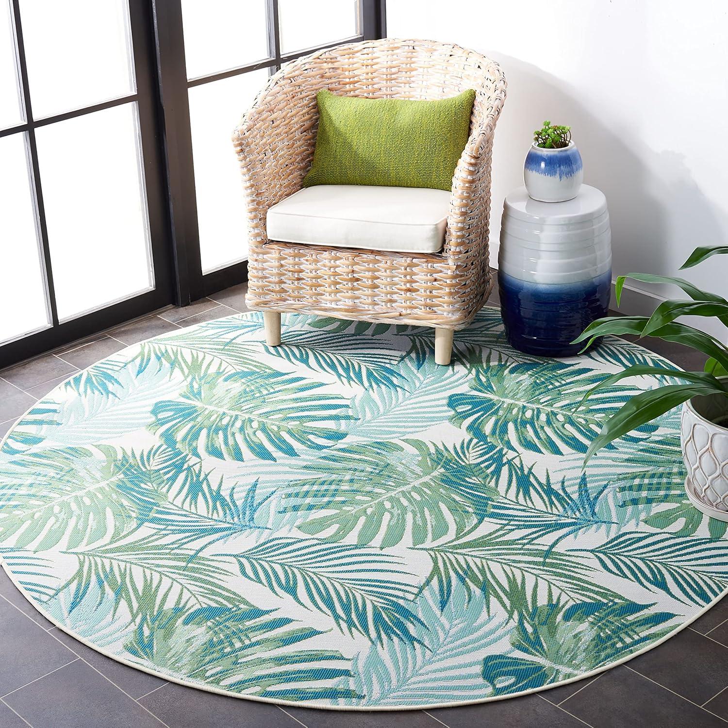 image:imageSAFAVIEH Washable Rug Outdoor Barbados Collection 8 x 105 Green amp Teal NonShedding amp Easy to Clean Ideal for Patio Backyard Mudroom BAR592XGreenTeal
