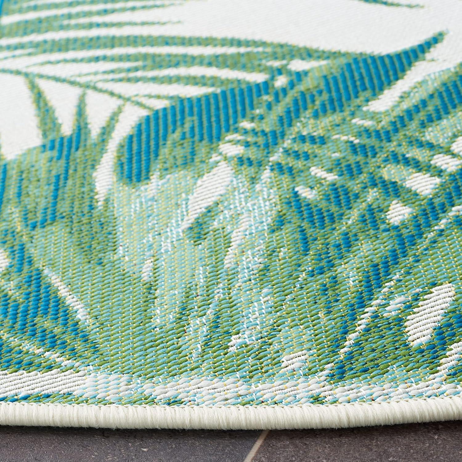 image:imageSAFAVIEH Washable Rug Outdoor Barbados Collection 8 x 105 Green amp Teal NonShedding amp Easy to Clean Ideal for Patio Backyard Mudroom BAR592XGreenTeal