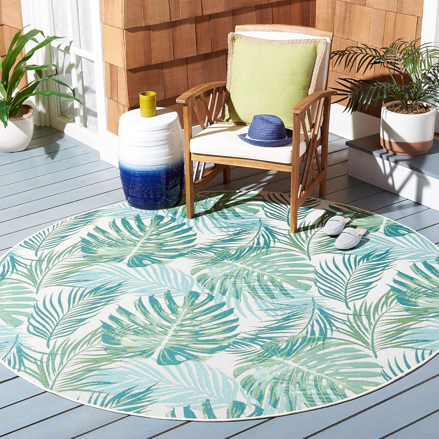 image:imageSAFAVIEH Washable Rug Outdoor Barbados Collection 8 x 105 Green amp Teal NonShedding amp Easy to Clean Ideal for Patio Backyard Mudroom BAR592XGreenTeal