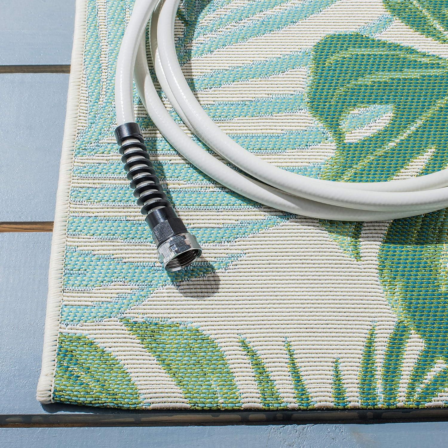 image:imageSAFAVIEH Washable Rug Outdoor Barbados Collection 8 x 105 Green amp Teal NonShedding amp Easy to Clean Ideal for Patio Backyard Mudroom BAR592XGreenTeal