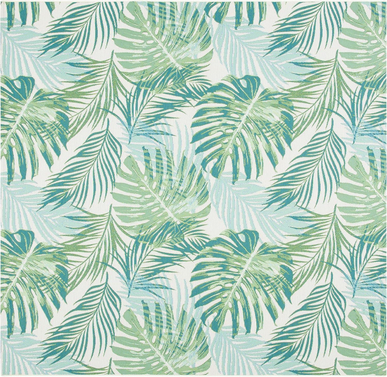 image:imageSAFAVIEH Washable Rug Outdoor Barbados Collection 8 x 105 Green amp Teal NonShedding amp Easy to Clean Ideal for Patio Backyard Mudroom BAR592XGreenTeal