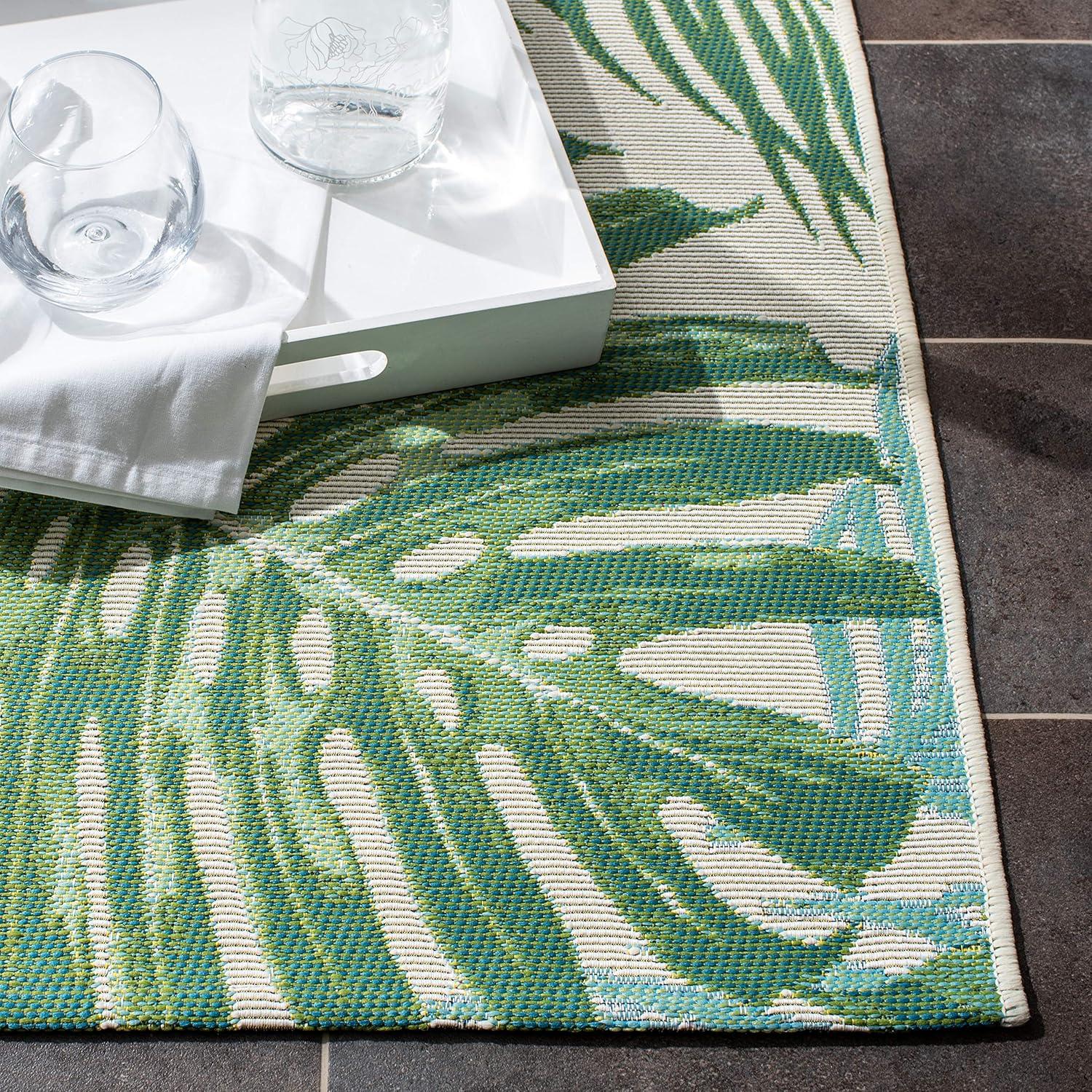 image:imageSAFAVIEH Washable Rug Outdoor Barbados Collection 8 x 105 Green amp Teal NonShedding amp Easy to Clean Ideal for Patio Backyard Mudroom BAR592XGreenTeal