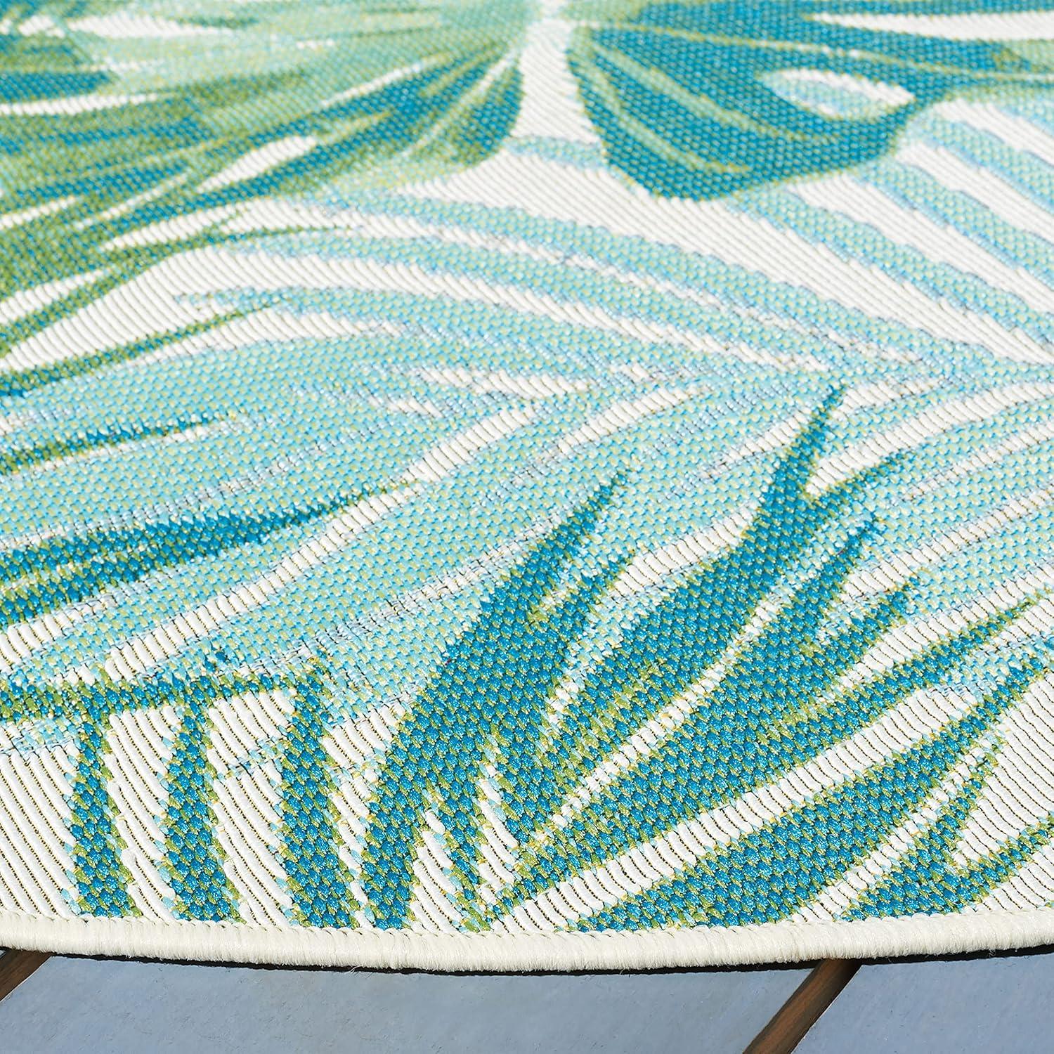 image:imageSAFAVIEH Washable Rug Outdoor Barbados Collection 8 x 105 Green amp Teal NonShedding amp Easy to Clean Ideal for Patio Backyard Mudroom BAR592XGreenTeal