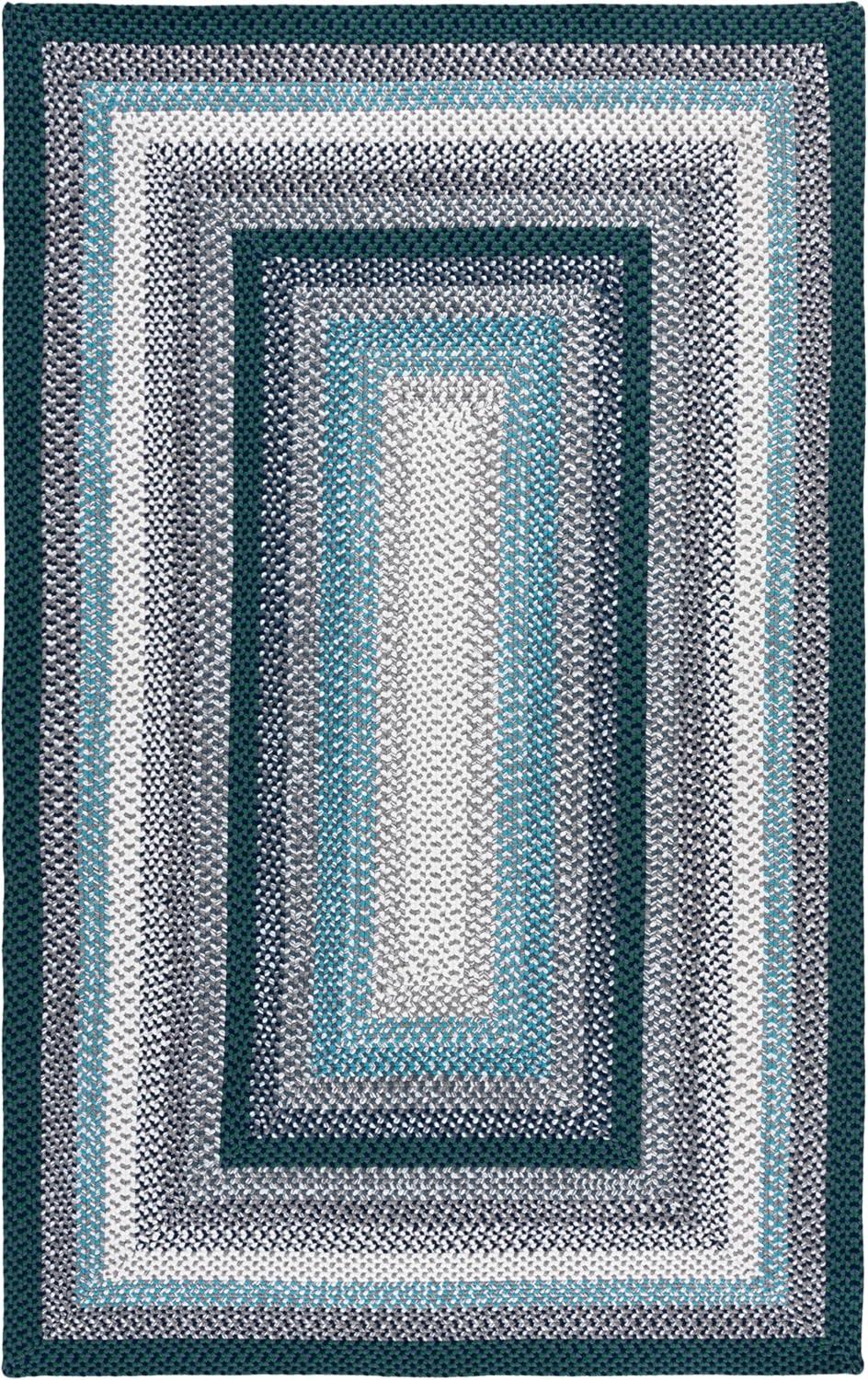 image:imageSAFAVIEH Washable Rug Outdoor Braided Collection 5 x 8 Oval Multi Handmade amp Reversible NonShedding amp Easy to Clean Ideal for Patio Backyard Mudroom BRD308ATealMulti