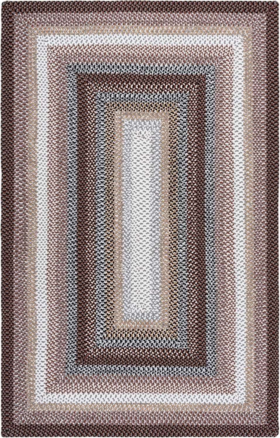 image:imageSAFAVIEH Washable Rug Outdoor Braided Collection 5 x 8 Oval Multi Handmade amp Reversible NonShedding amp Easy to Clean Ideal for Patio Backyard Mudroom BRD308ABrownMulti