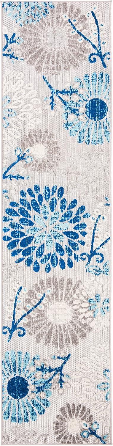 image:imageSAFAVIEH Washable Rug Outdoor Cabana Collection 4 Square Cream amp Red NonShedding amp Easy to Clean Ideal for Patio Backyard Mudroom CBN832AGreyBlue