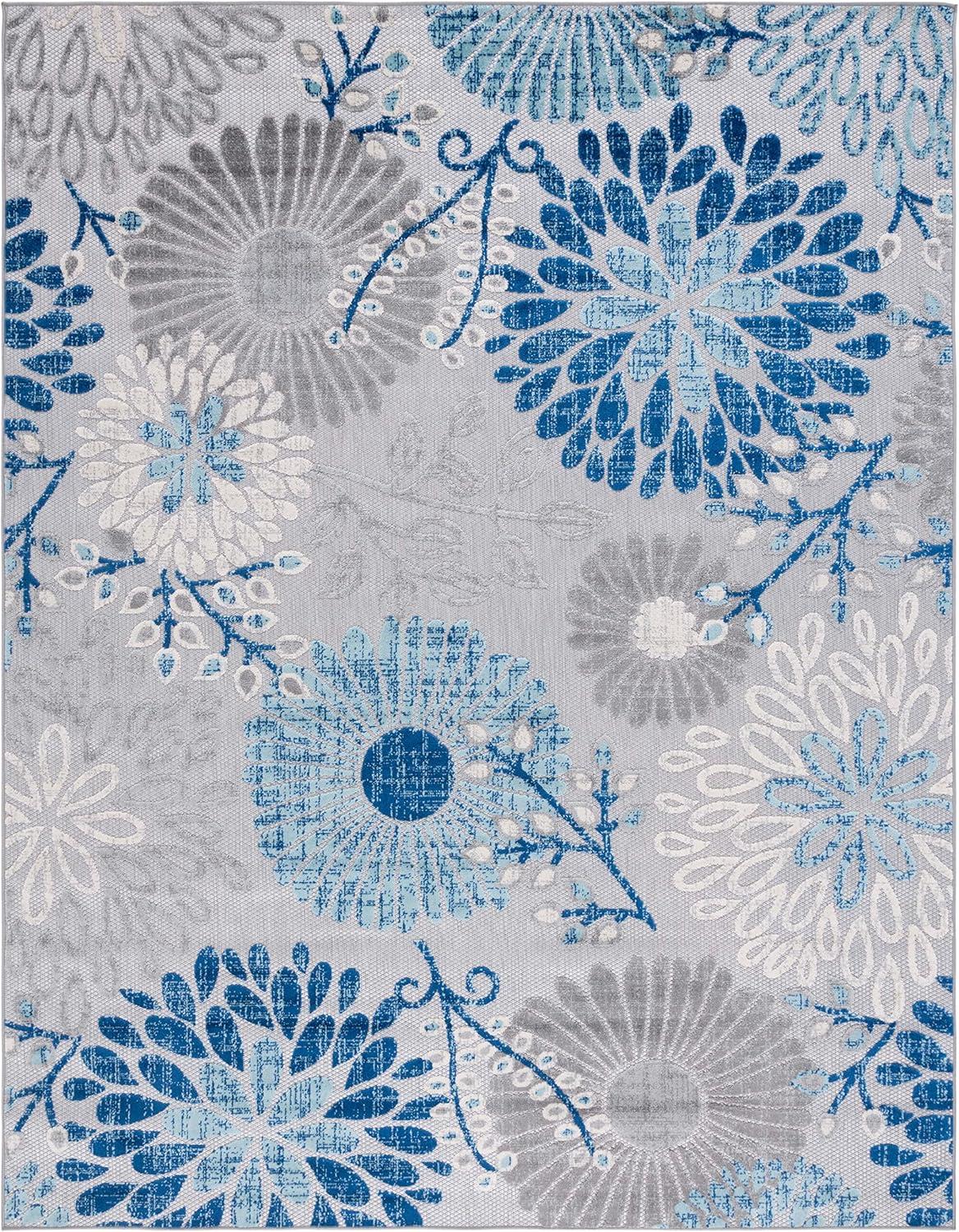 image:imageSAFAVIEH Washable Rug Outdoor Cabana Collection 4 Square Cream amp Red NonShedding amp Easy to Clean Ideal for Patio Backyard Mudroom CBN832AGreyBlue