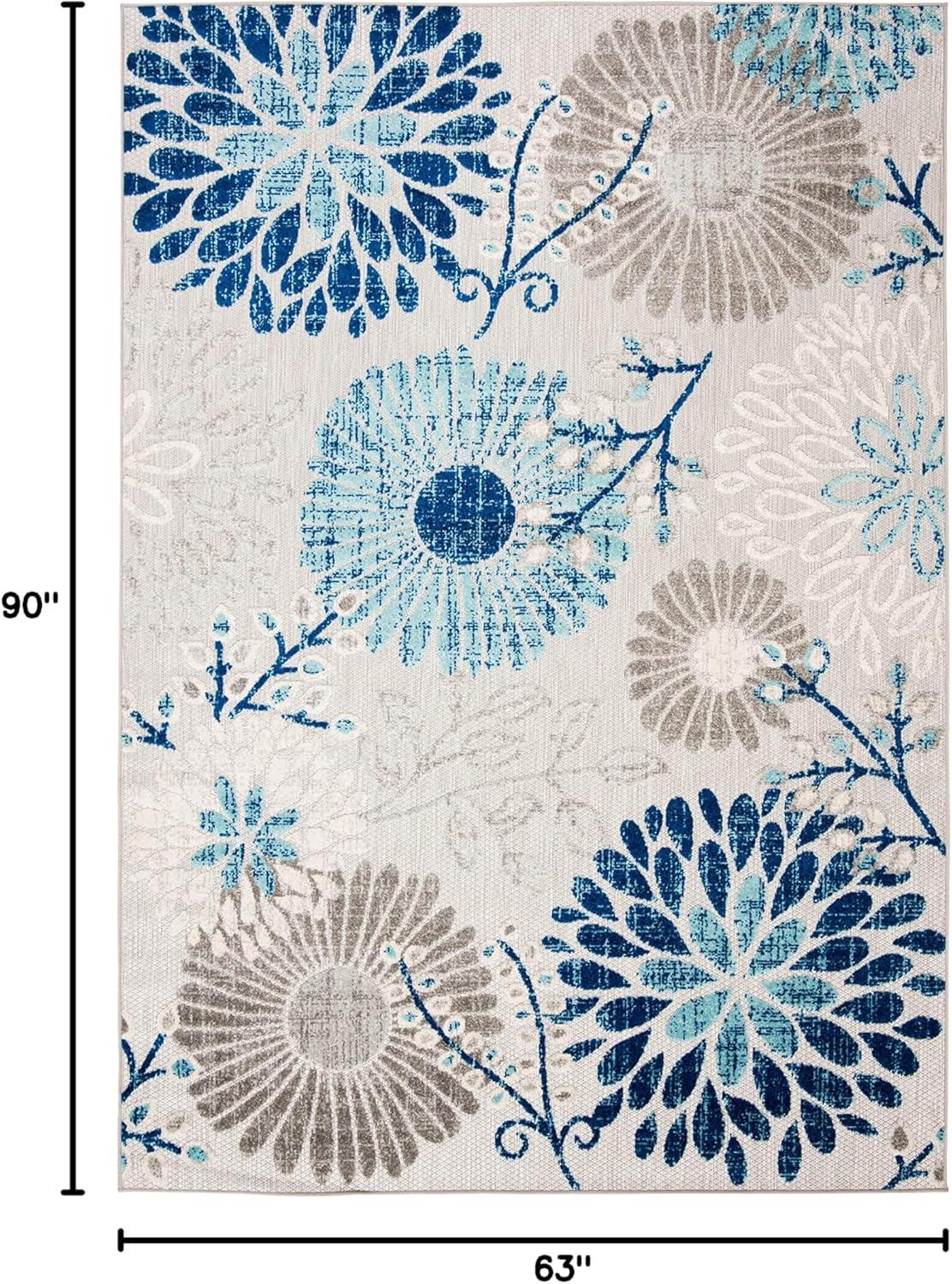 image:imageSAFAVIEH Washable Rug Outdoor Cabana Collection 4 Square Cream amp Red NonShedding amp Easy to Clean Ideal for Patio Backyard Mudroom CBN832AGreyBlue