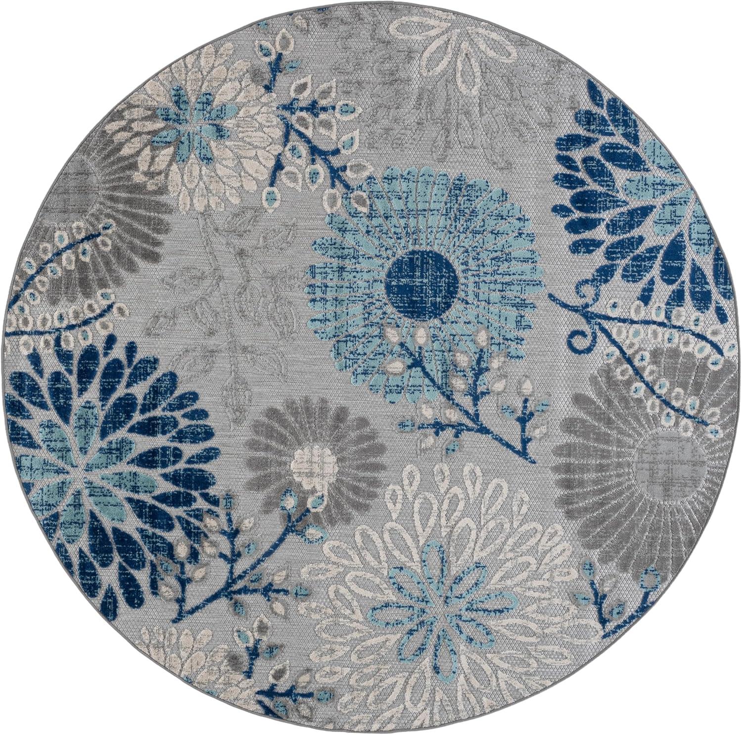 image:imageSAFAVIEH Washable Rug Outdoor Cabana Collection 4 Square Cream amp Red NonShedding amp Easy to Clean Ideal for Patio Backyard Mudroom CBN832AGreyBlue