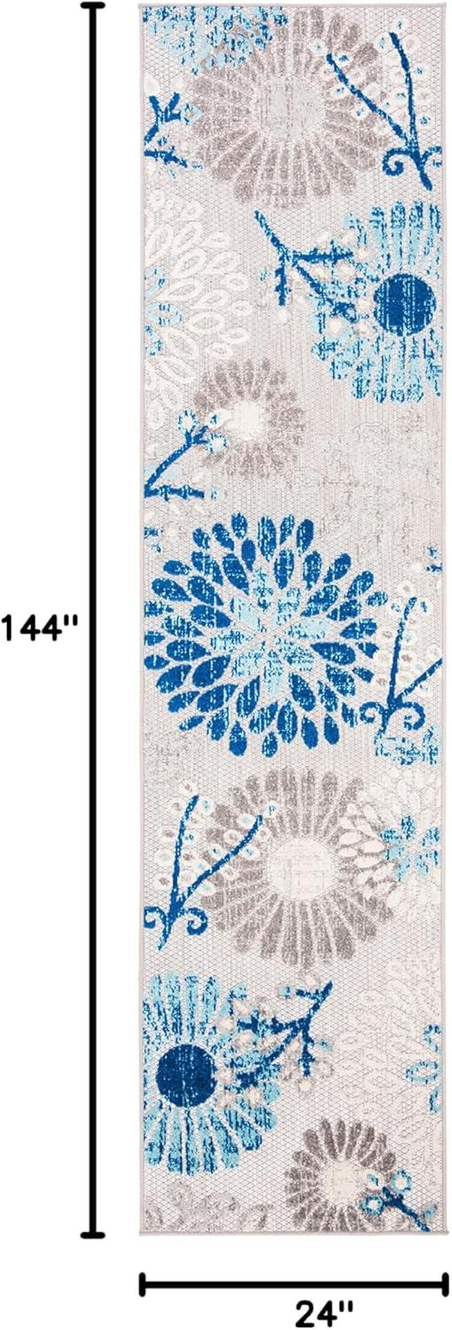 image:imageSAFAVIEH Washable Rug Outdoor Cabana Collection 4 Square Cream amp Red NonShedding amp Easy to Clean Ideal for Patio Backyard Mudroom CBN832AGreyBlue
