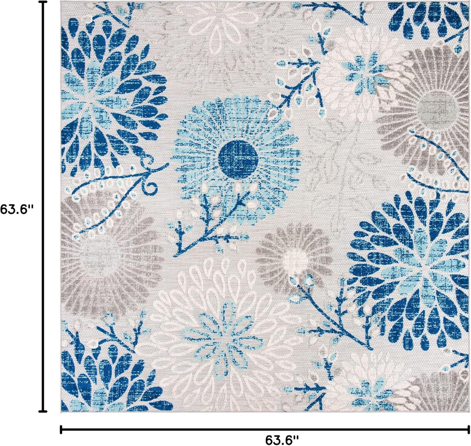 image:imageSAFAVIEH Washable Rug Outdoor Cabana Collection 4 Square Cream amp Red NonShedding amp Easy to Clean Ideal for Patio Backyard Mudroom CBN832AGreyBlue