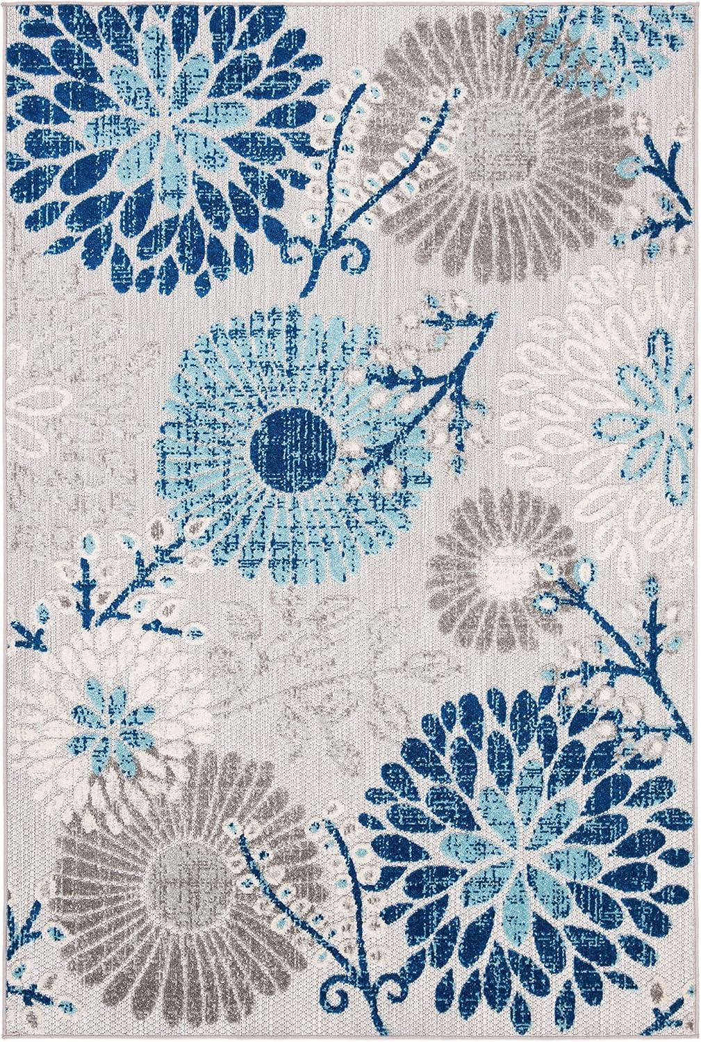 image:imageSAFAVIEH Washable Rug Outdoor Cabana Collection 4 Square Cream amp Red NonShedding amp Easy to Clean Ideal for Patio Backyard Mudroom CBN832AGreyBlue