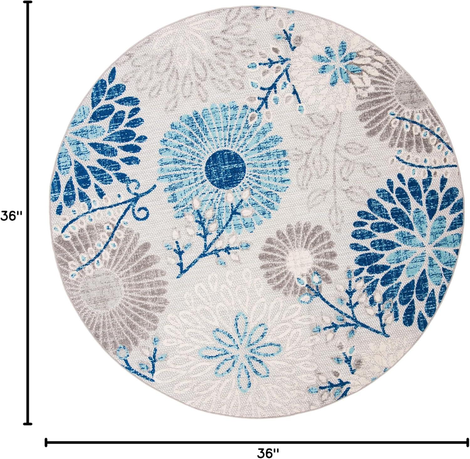 image:imageSAFAVIEH Washable Rug Outdoor Cabana Collection 4 Square Cream amp Red NonShedding amp Easy to Clean Ideal for Patio Backyard Mudroom CBN832AGreyBlue