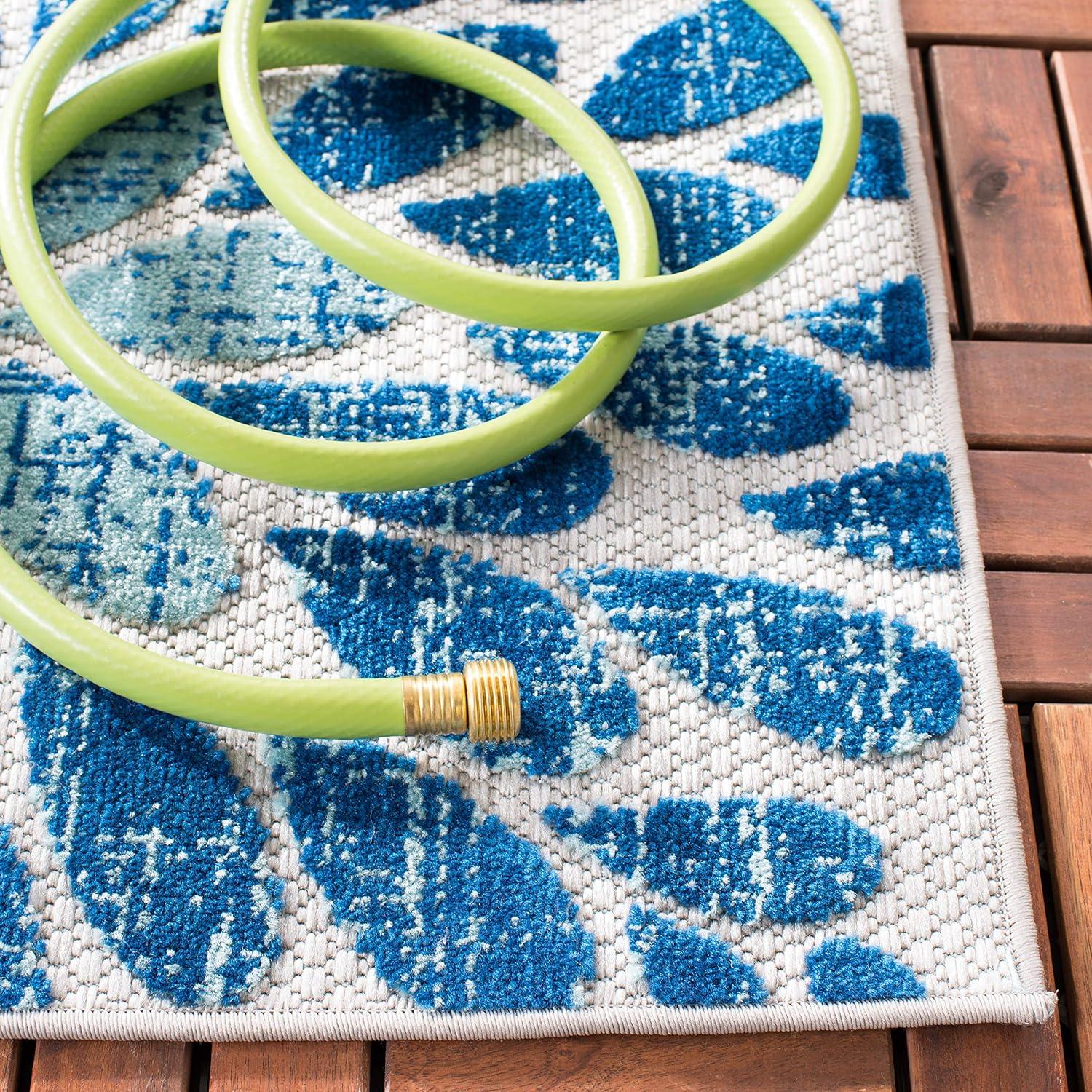 image:imageSAFAVIEH Washable Rug Outdoor Cabana Collection 4 Square Cream amp Red NonShedding amp Easy to Clean Ideal for Patio Backyard Mudroom CBN832AGreyBlue