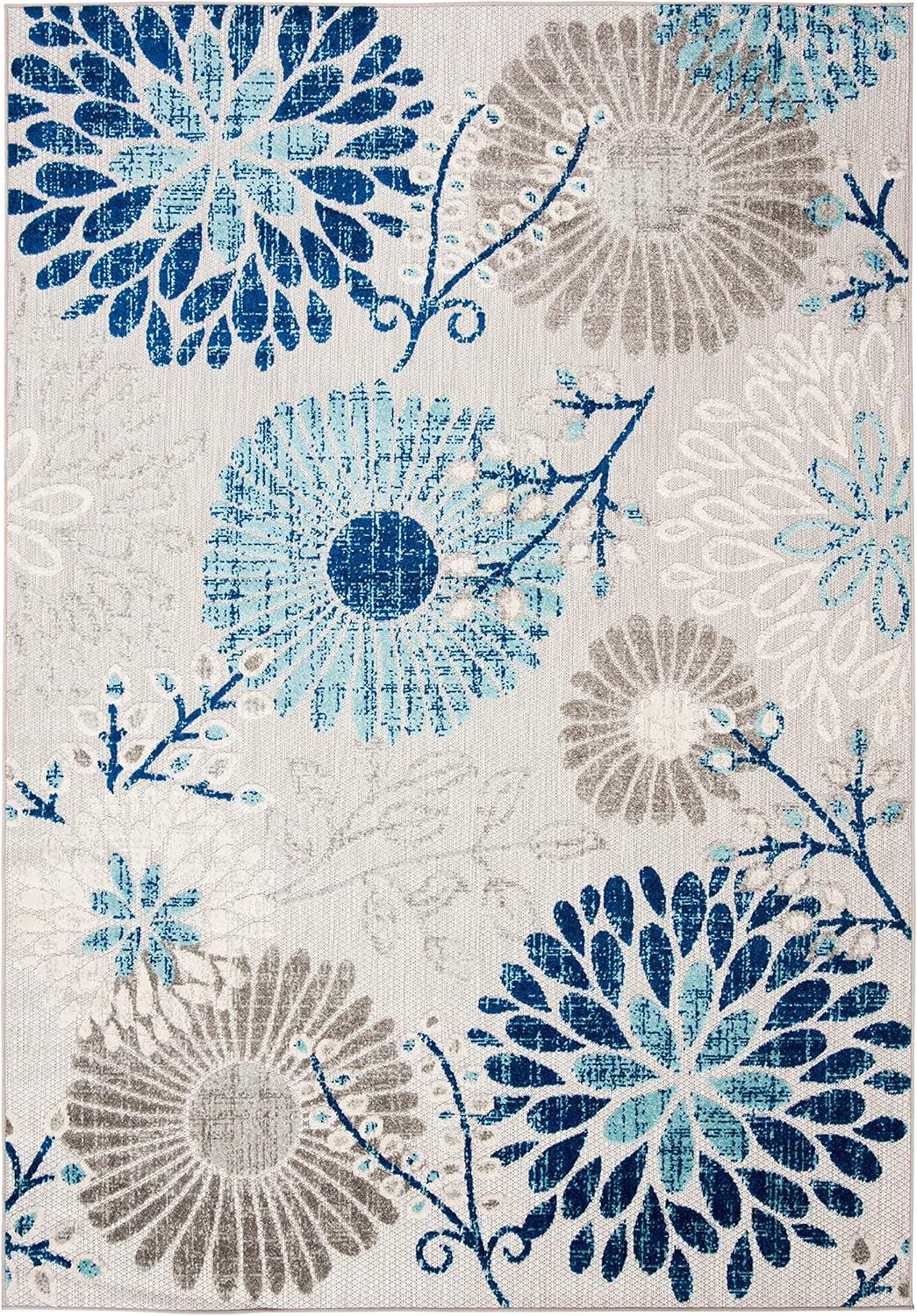image:imageSAFAVIEH Washable Rug Outdoor Cabana Collection 4 Square Cream amp Red NonShedding amp Easy to Clean Ideal for Patio Backyard Mudroom CBN832AGreyBlue