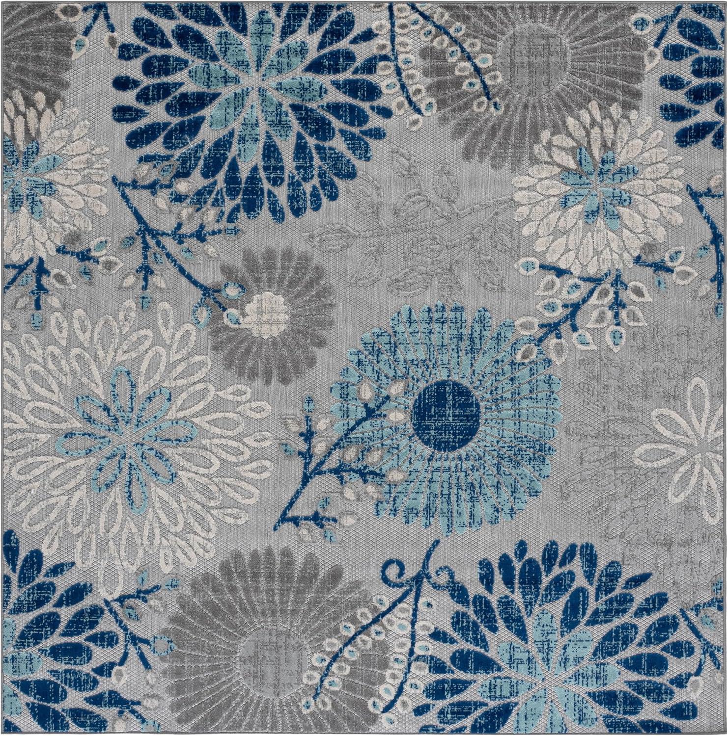 image:imageSAFAVIEH Washable Rug Outdoor Cabana Collection 4 Square Cream amp Red NonShedding amp Easy to Clean Ideal for Patio Backyard Mudroom CBN832AGreyBlue