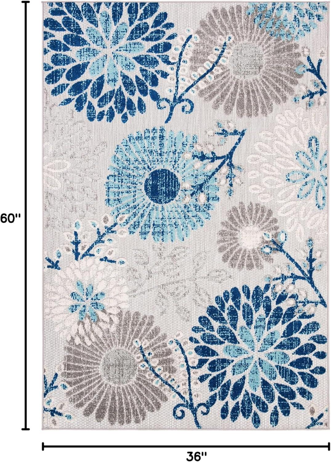 image:imageSAFAVIEH Washable Rug Outdoor Cabana Collection 4 Square Cream amp Red NonShedding amp Easy to Clean Ideal for Patio Backyard Mudroom CBN832AGreyBlue