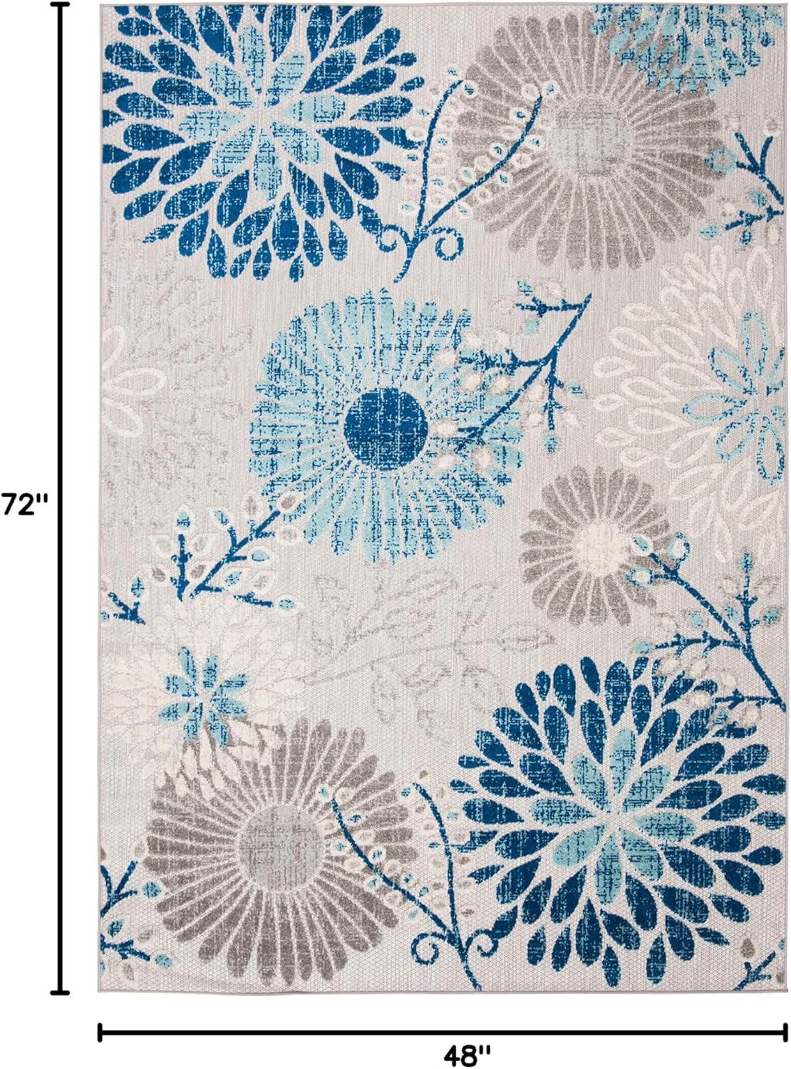 image:imageSAFAVIEH Washable Rug Outdoor Cabana Collection 4 Square Cream amp Red NonShedding amp Easy to Clean Ideal for Patio Backyard Mudroom CBN832AGreyBlue