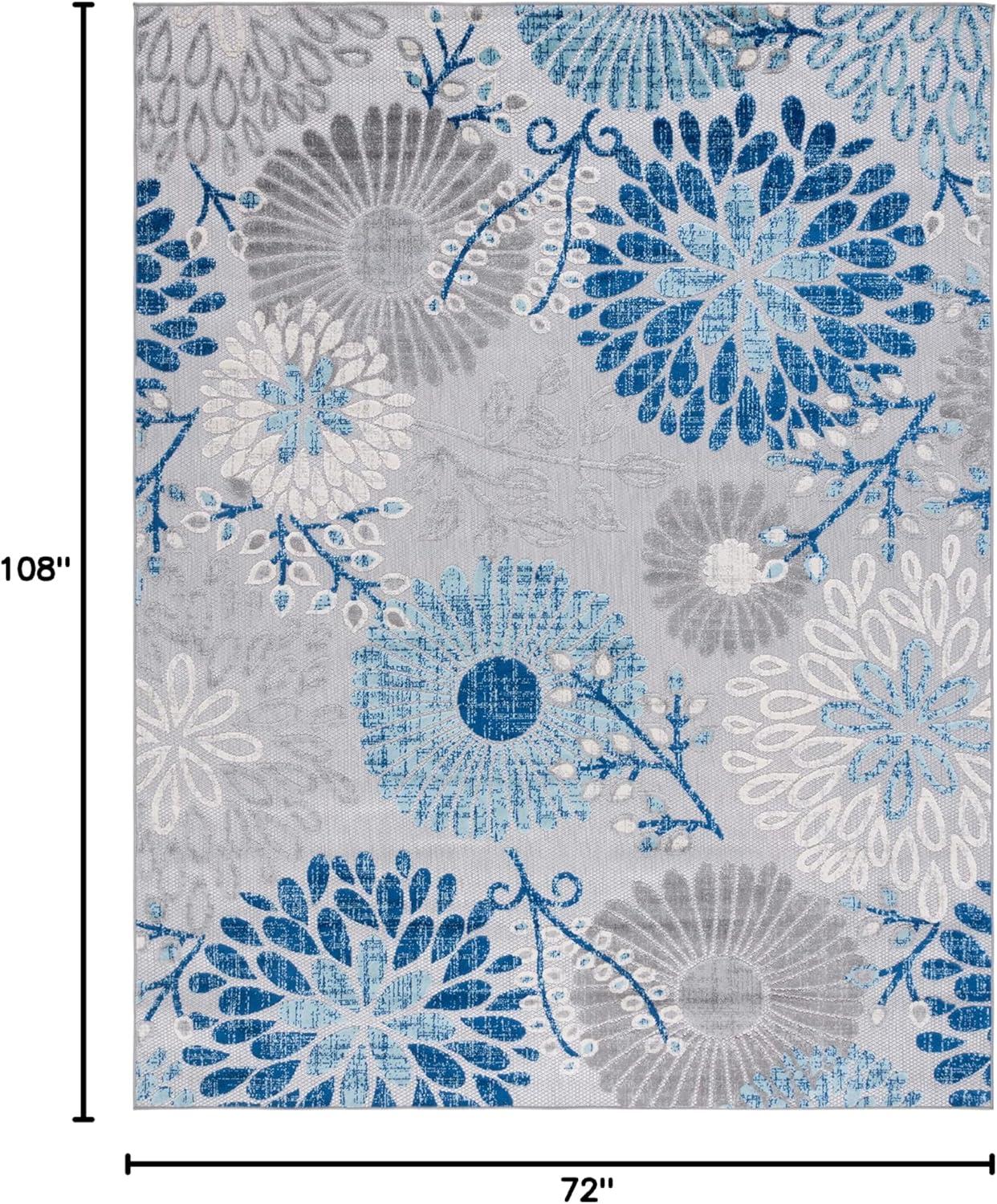 image:imageSAFAVIEH Washable Rug Outdoor Cabana Collection 4 Square Cream amp Red NonShedding amp Easy to Clean Ideal for Patio Backyard Mudroom CBN832AGreyBlue