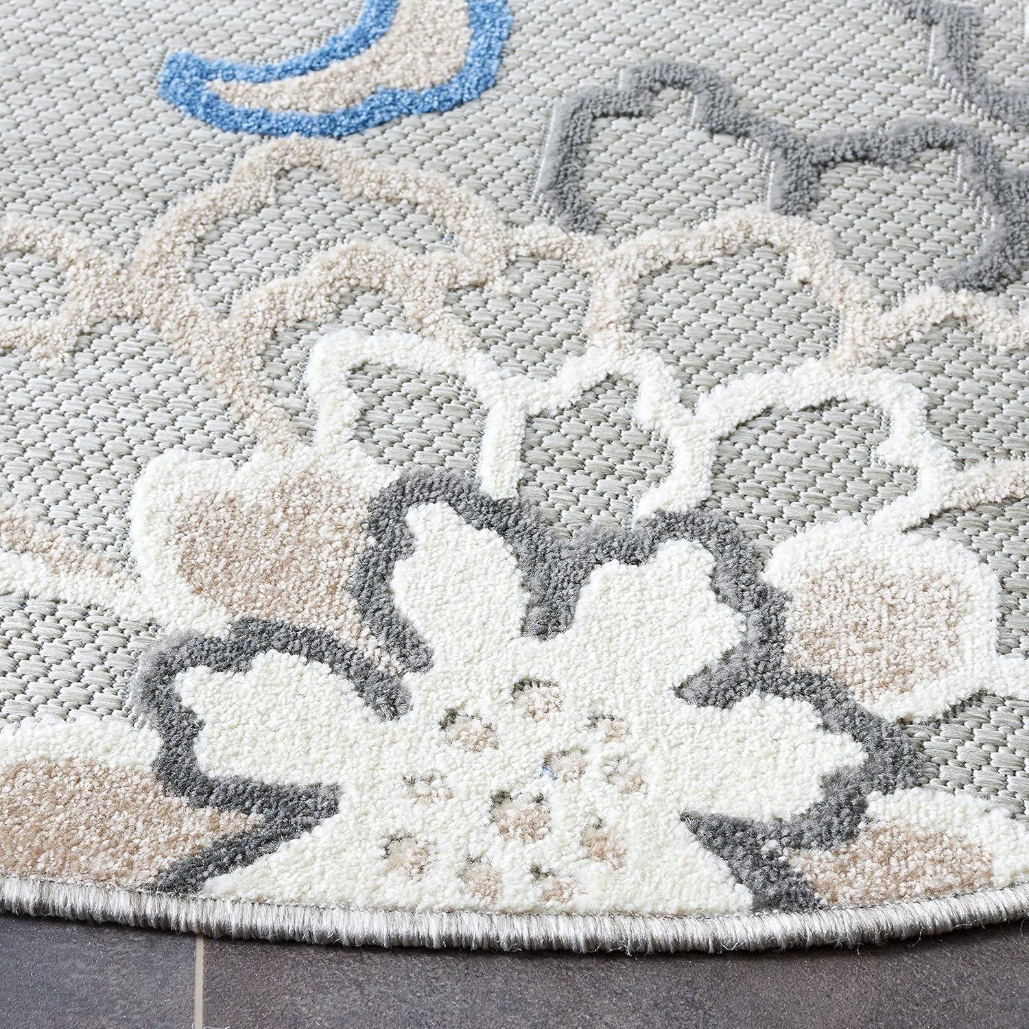 image:imageSAFAVIEH Washable Rug Outdoor Cabana Collection 53 x 77 Ivory amp Orange NonShedding amp Easy to Clean Ideal for Patio Backyard Mudroom CBN391AGreyBlue