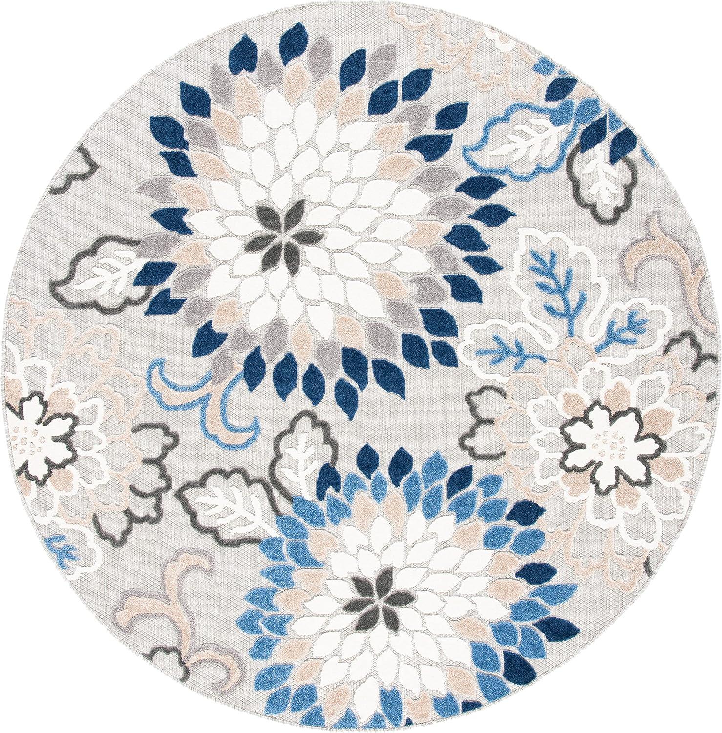 image:imageSAFAVIEH Washable Rug Outdoor Cabana Collection 53 x 77 Ivory amp Orange NonShedding amp Easy to Clean Ideal for Patio Backyard Mudroom CBN391AGreyBlue