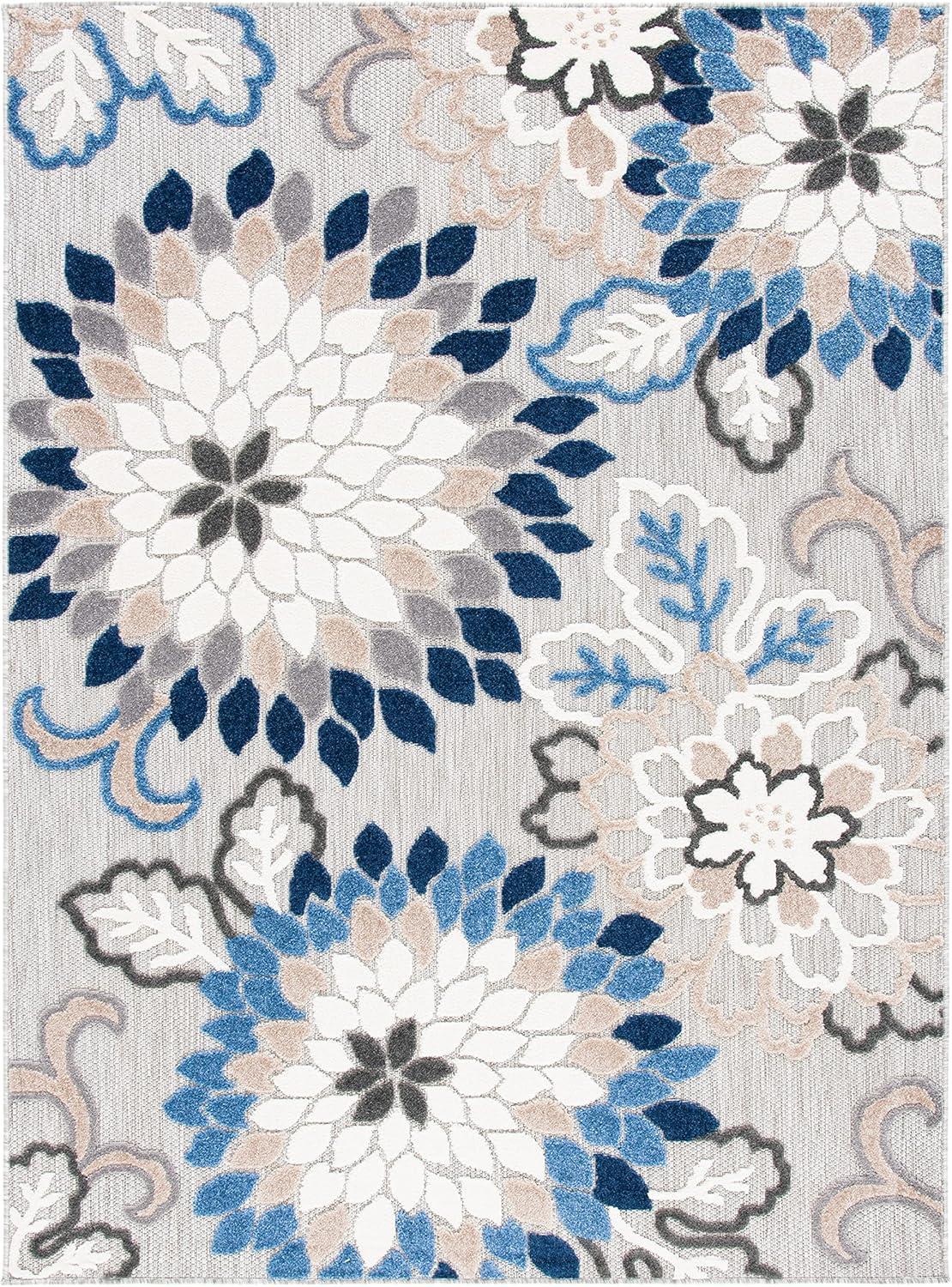 image:imageSAFAVIEH Washable Rug Outdoor Cabana Collection 53 x 77 Ivory amp Orange NonShedding amp Easy to Clean Ideal for Patio Backyard Mudroom CBN391AGreyBlue