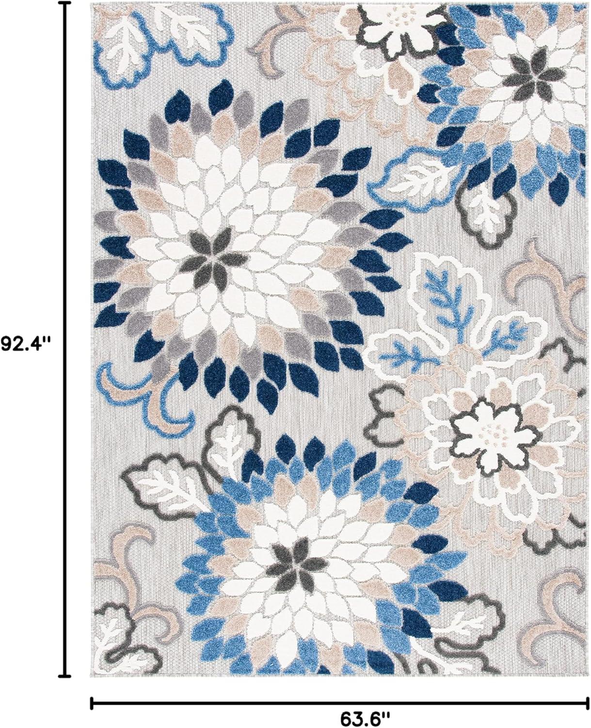 image:imageSAFAVIEH Washable Rug Outdoor Cabana Collection 53 x 77 Ivory amp Orange NonShedding amp Easy to Clean Ideal for Patio Backyard Mudroom CBN391AGreyBlue