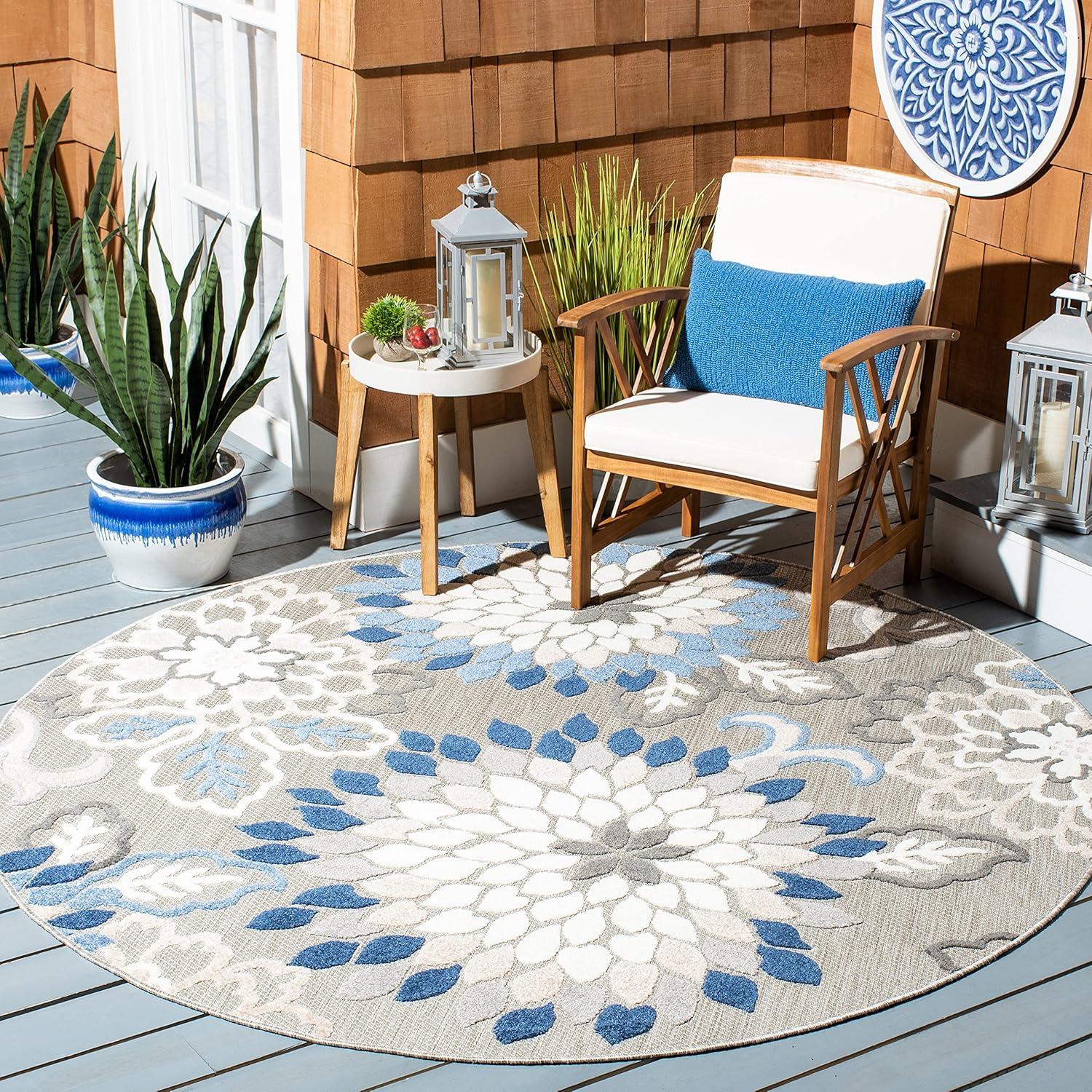 image:imageSAFAVIEH Washable Rug Outdoor Cabana Collection 53 x 77 Ivory amp Orange NonShedding amp Easy to Clean Ideal for Patio Backyard Mudroom CBN391AGreyBlue