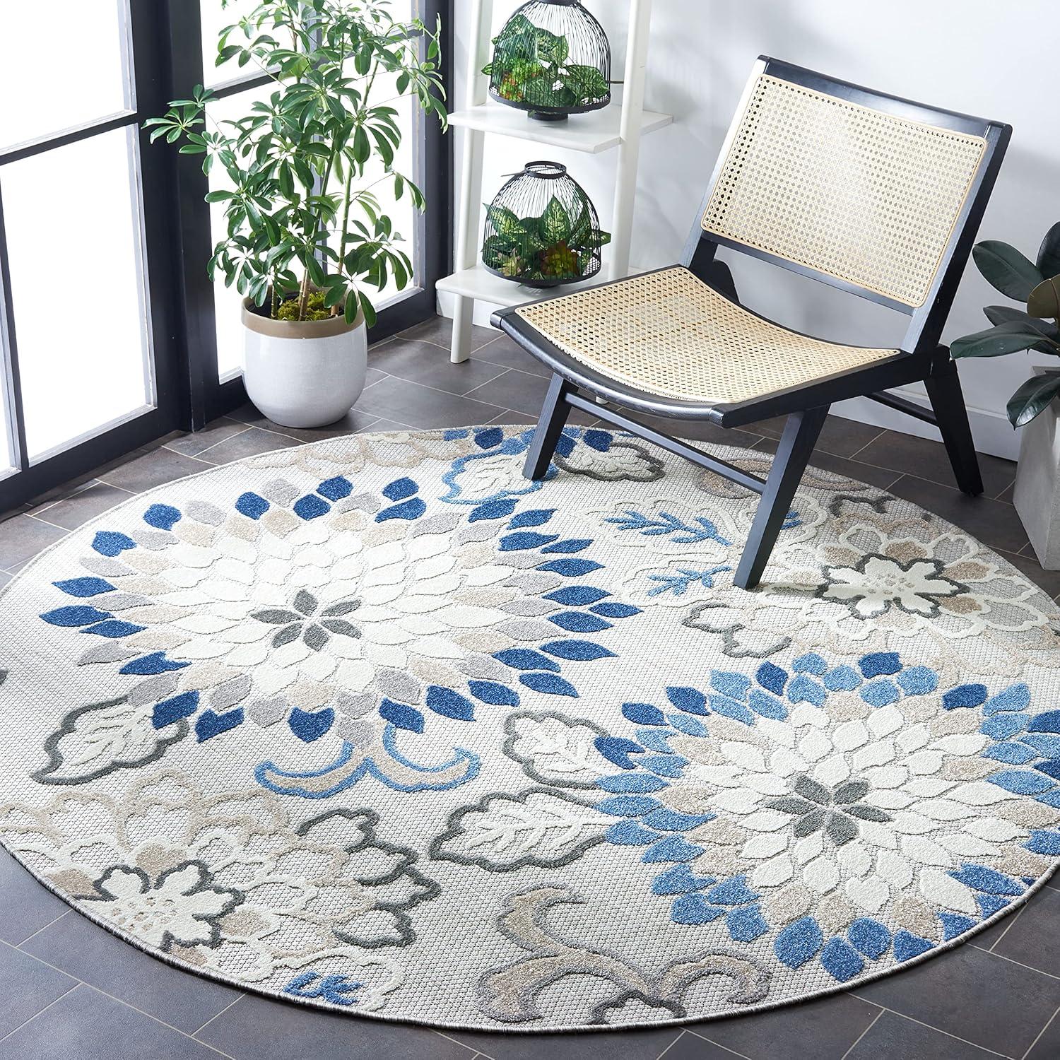 image:imageSAFAVIEH Washable Rug Outdoor Cabana Collection 53 x 77 Ivory amp Orange NonShedding amp Easy to Clean Ideal for Patio Backyard Mudroom CBN391AGreyBlue