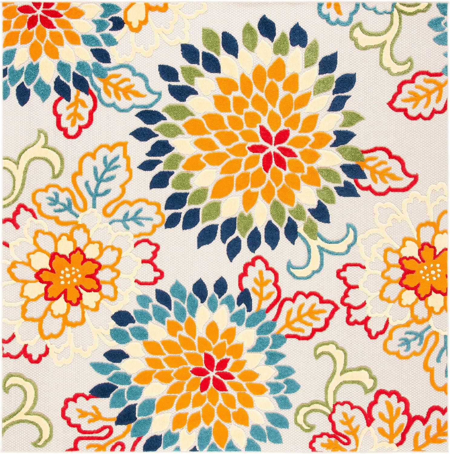image:imageSAFAVIEH Washable Rug Outdoor Cabana Collection 53 x 77 Ivory amp Orange NonShedding amp Easy to Clean Ideal for Patio Backyard Mudroom CBN391AIvoryOrange