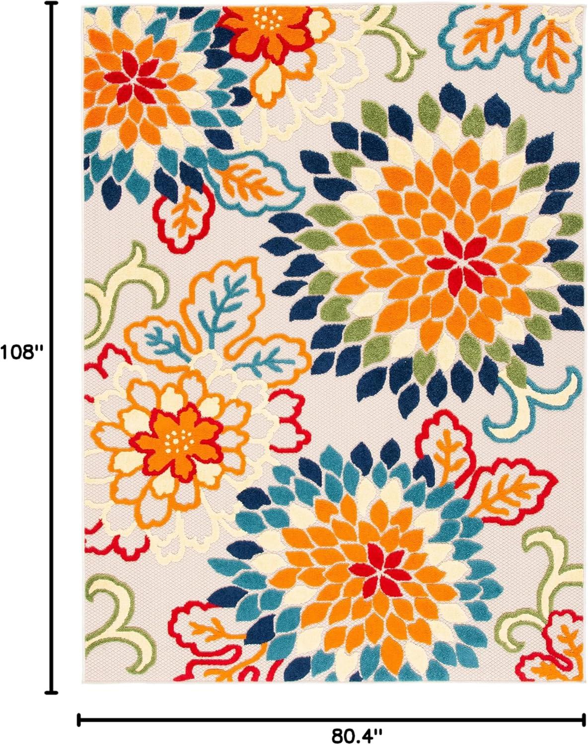 image:imageSAFAVIEH Washable Rug Outdoor Cabana Collection 53 x 77 Ivory amp Orange NonShedding amp Easy to Clean Ideal for Patio Backyard Mudroom CBN391AIvoryOrange