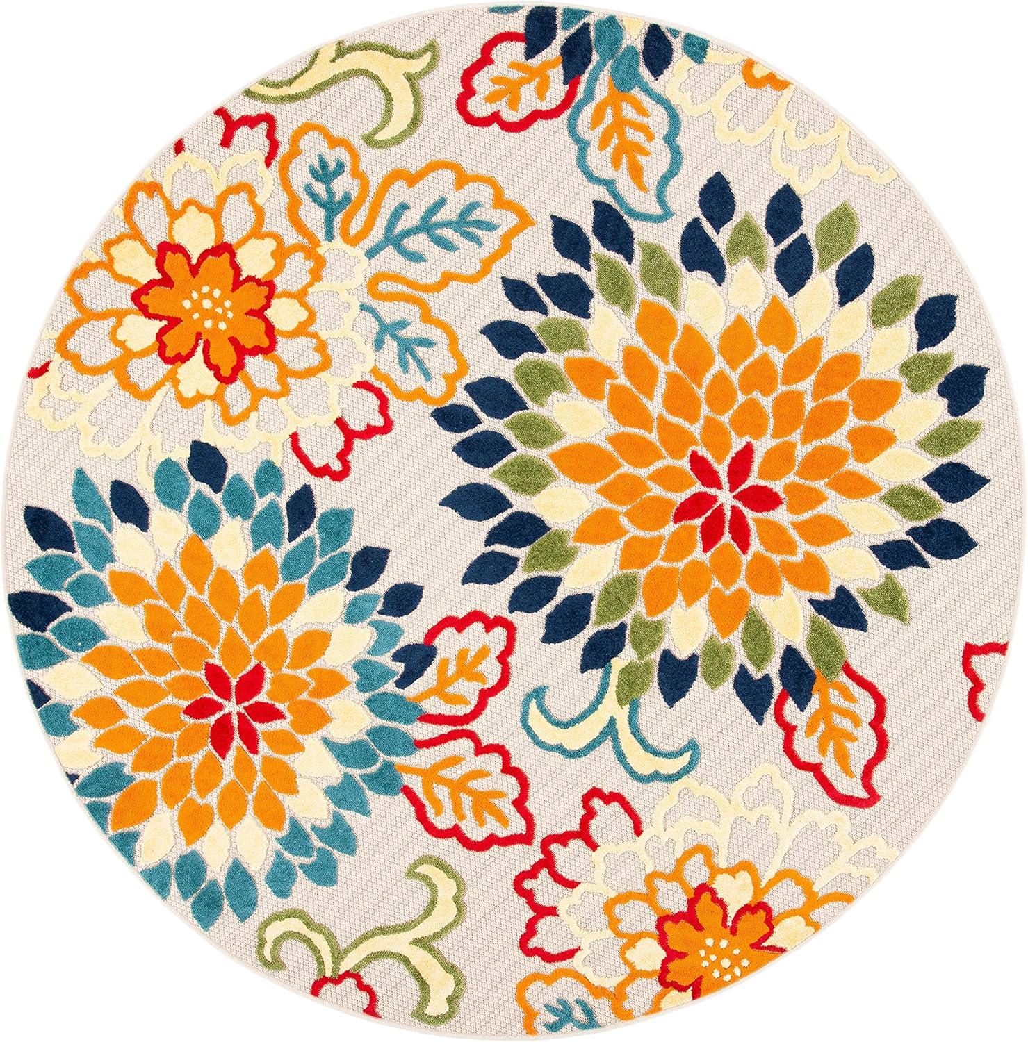 image:imageSAFAVIEH Washable Rug Outdoor Cabana Collection 53 x 77 Ivory amp Orange NonShedding amp Easy to Clean Ideal for Patio Backyard Mudroom CBN391AIvoryOrange