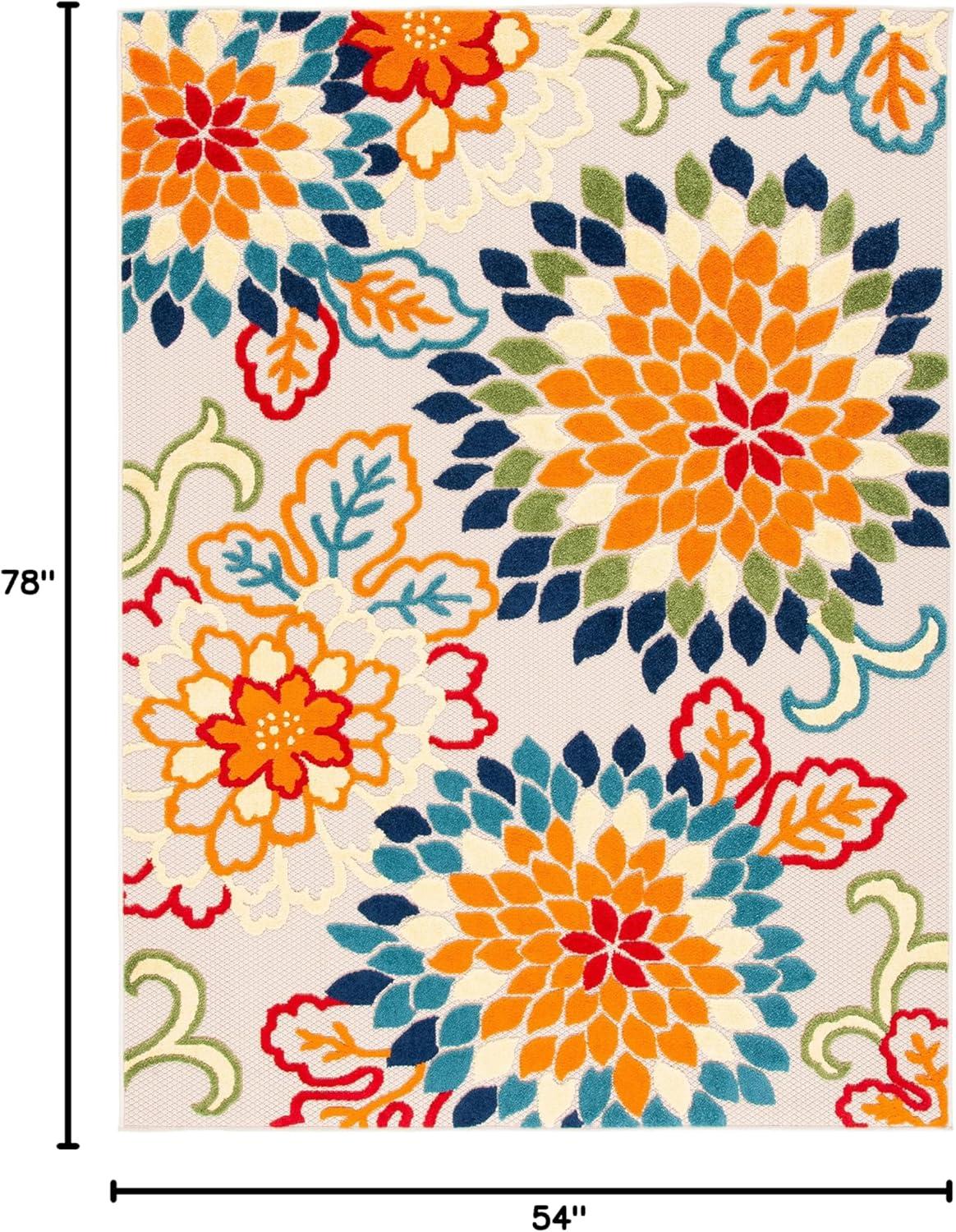 image:imageSAFAVIEH Washable Rug Outdoor Cabana Collection 53 x 77 Ivory amp Orange NonShedding amp Easy to Clean Ideal for Patio Backyard Mudroom CBN391AIvoryOrange