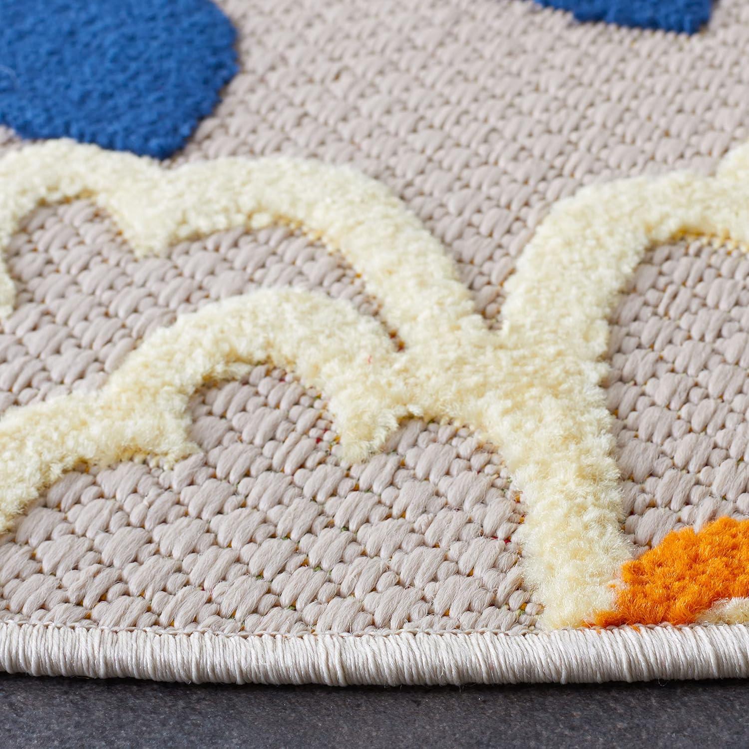 image:imageSAFAVIEH Washable Rug Outdoor Cabana Collection 53 x 77 Ivory amp Orange NonShedding amp Easy to Clean Ideal for Patio Backyard Mudroom CBN391AIvoryOrange
