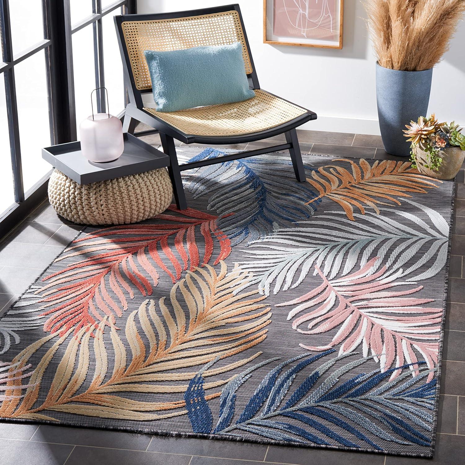 image:imageSAFAVIEH Washable Rug Outdoor Cabana Collection 8 x 10 Black amp Rust NonShedding amp Easy to Clean Ideal for Patio Backyard Mudroom CBN445HBlackRust