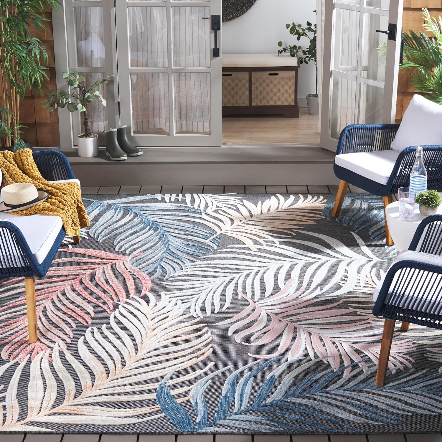 image:imageSAFAVIEH Washable Rug Outdoor Cabana Collection 8 x 10 Black amp Rust NonShedding amp Easy to Clean Ideal for Patio Backyard Mudroom CBN445HBlackRust
