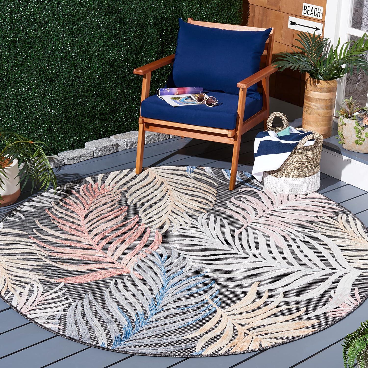 image:imageSAFAVIEH Washable Rug Outdoor Cabana Collection 8 x 10 Black amp Rust NonShedding amp Easy to Clean Ideal for Patio Backyard Mudroom CBN445HBlackRust