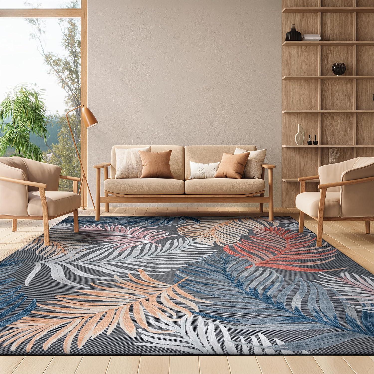 image:imageSAFAVIEH Washable Rug Outdoor Cabana Collection 8 x 10 Black amp Rust NonShedding amp Easy to Clean Ideal for Patio Backyard Mudroom CBN445HBlackRust